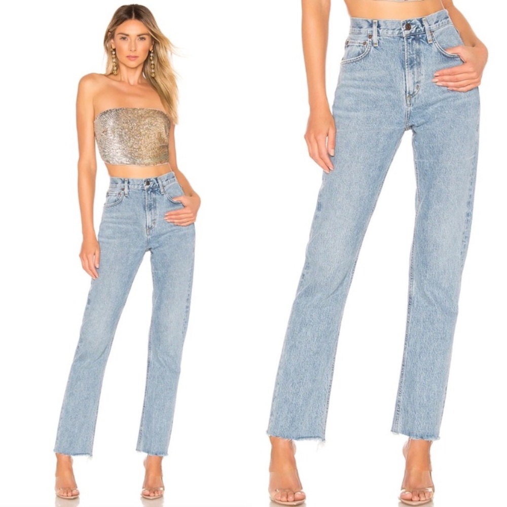 AGOLDE Cherie High Rise Straight Leg Jeans, 31, Merit Light Medium Indigo Blue